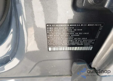 2024 Volkswagen Taos 1.5T S из США, поврежденный, VIN 3VV5X7B22RM002594